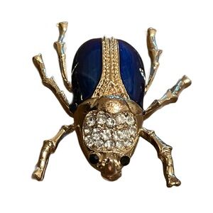 Rhinestone & Enamel Beetle Brooch